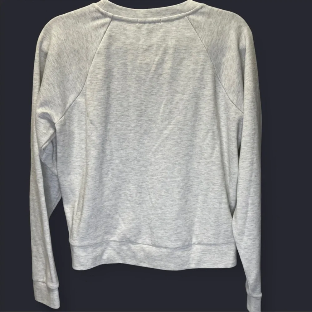 J. Crew Light Gray and Beige Mixed Media Crew Neck Sweater